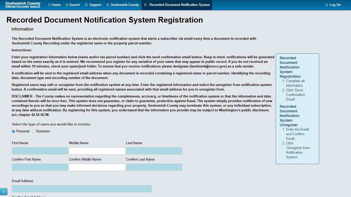 Recorded Document Notification System